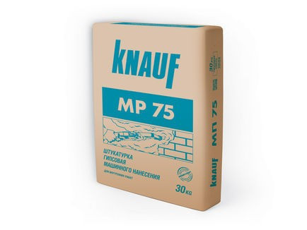 Штукатурка гипсовая машинная Кнауф МП-75 серая 30кг Штукатурка гипсовая машинная Кнауф МП-75 серая 30кг