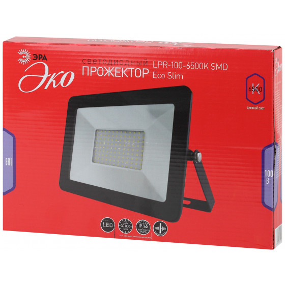 Прожектор ЭРА LPR-100-6500K SMD Eco Slim 100Вт 9000Лм 6500K 305х205 Прожектор ЭРА LPR-100-6500K SMD Eco Slim 100Вт 9000Лм 6500K 305х205