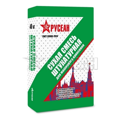 Штукатурная сухая смесь для машинного нанесения (Русеан) 40кг Штукатурная сухая смесь для машинного нанесения (Русеан) 40кг