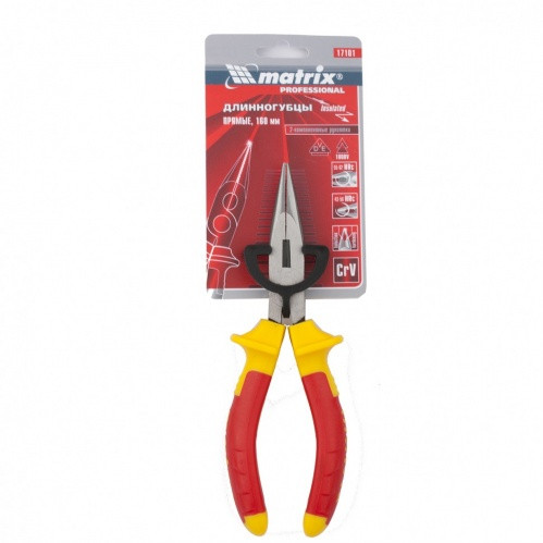 Длинногубцы прямые Insulated 160 мм двухкомпонентные рукоятки MATRIX PROFESSIONAL Длинногубцы прямые Insulated 160 мм двухкомпонентные рукоятки MATRIX PROFESSIONAL